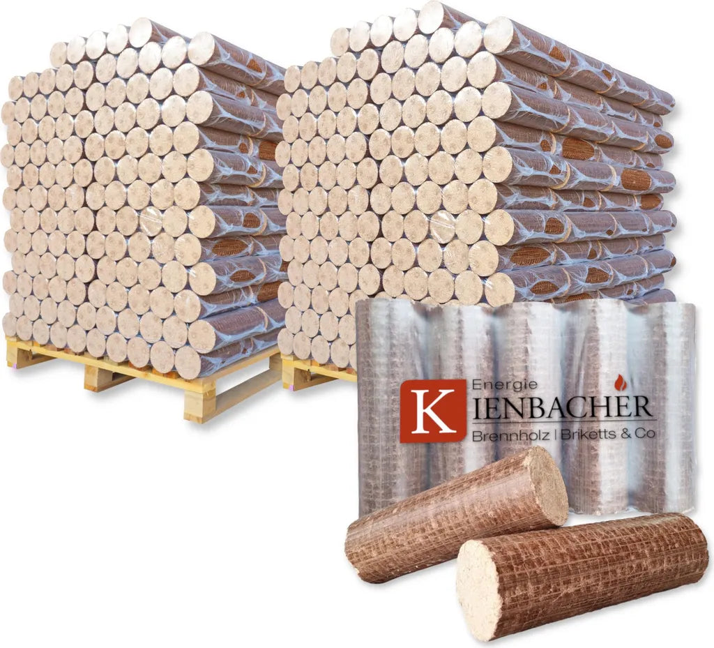 NESTRO Hartholzbriketts Buche & Eiche 2000 kg — 200×10 kg auf 2 Paletten | Energie Kienbacher